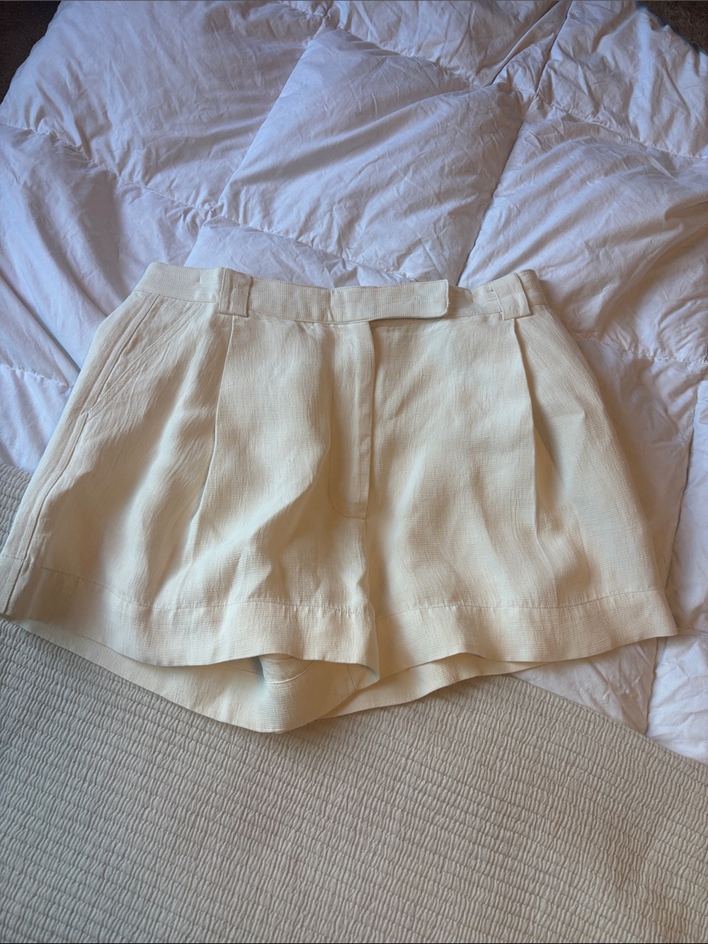 Rachel Comey Cream Pleated High-Waist Bermuda Shorts